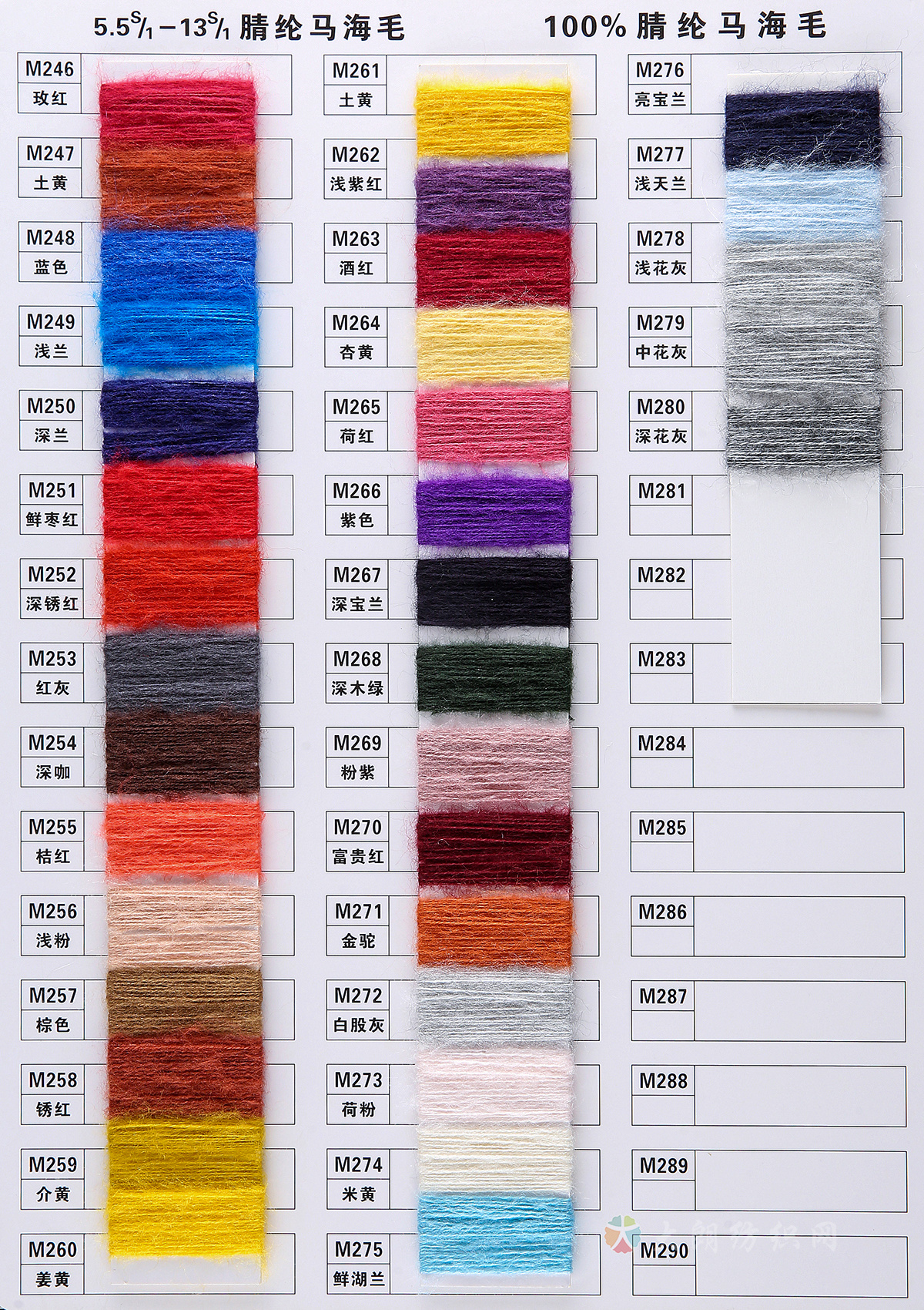 5.5S/1-13S/1腈纶马海毛、13S/1-14S/1弹力马海毛