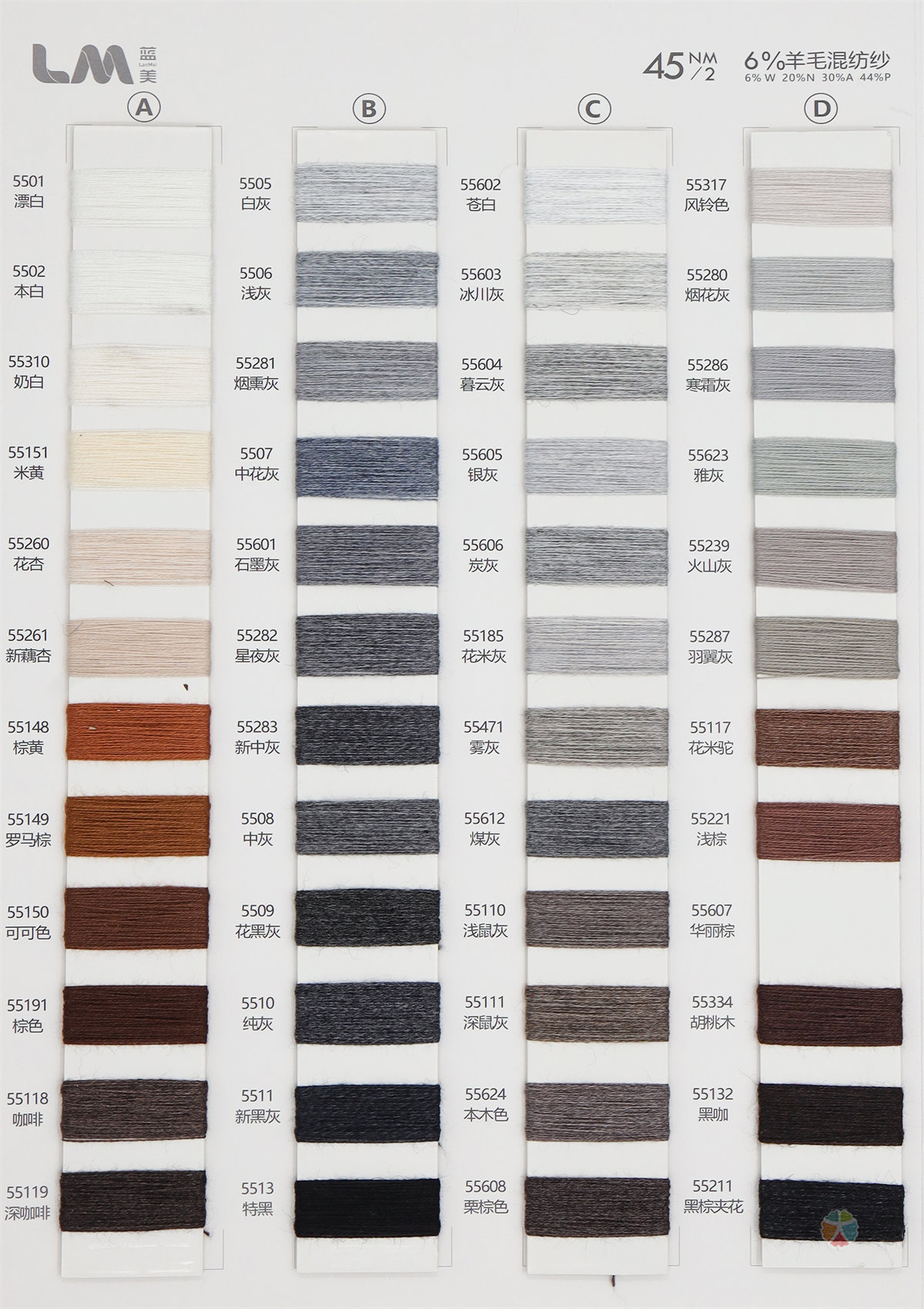 45NM/2 6%羊毛混纺纱