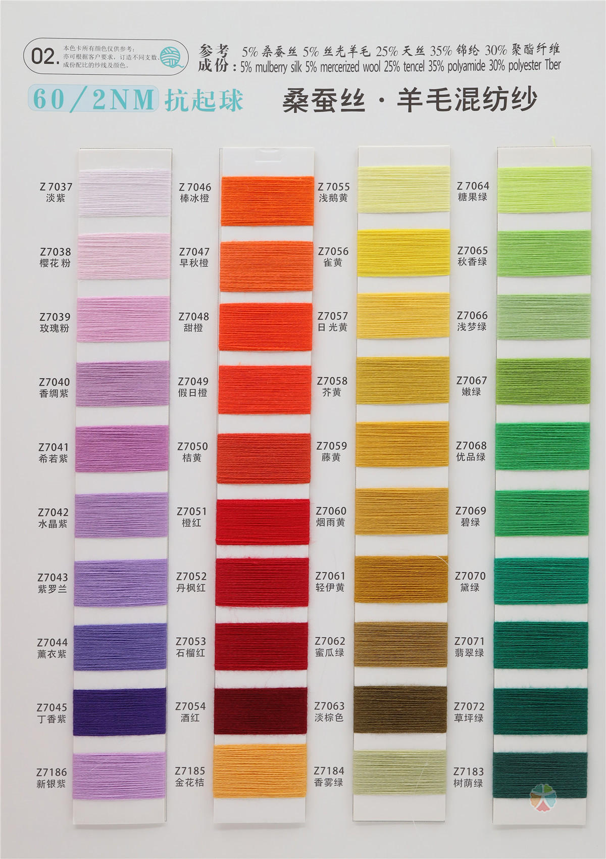 60NM/2 抗起球 桑蚕丝·羊毛 混纺纱