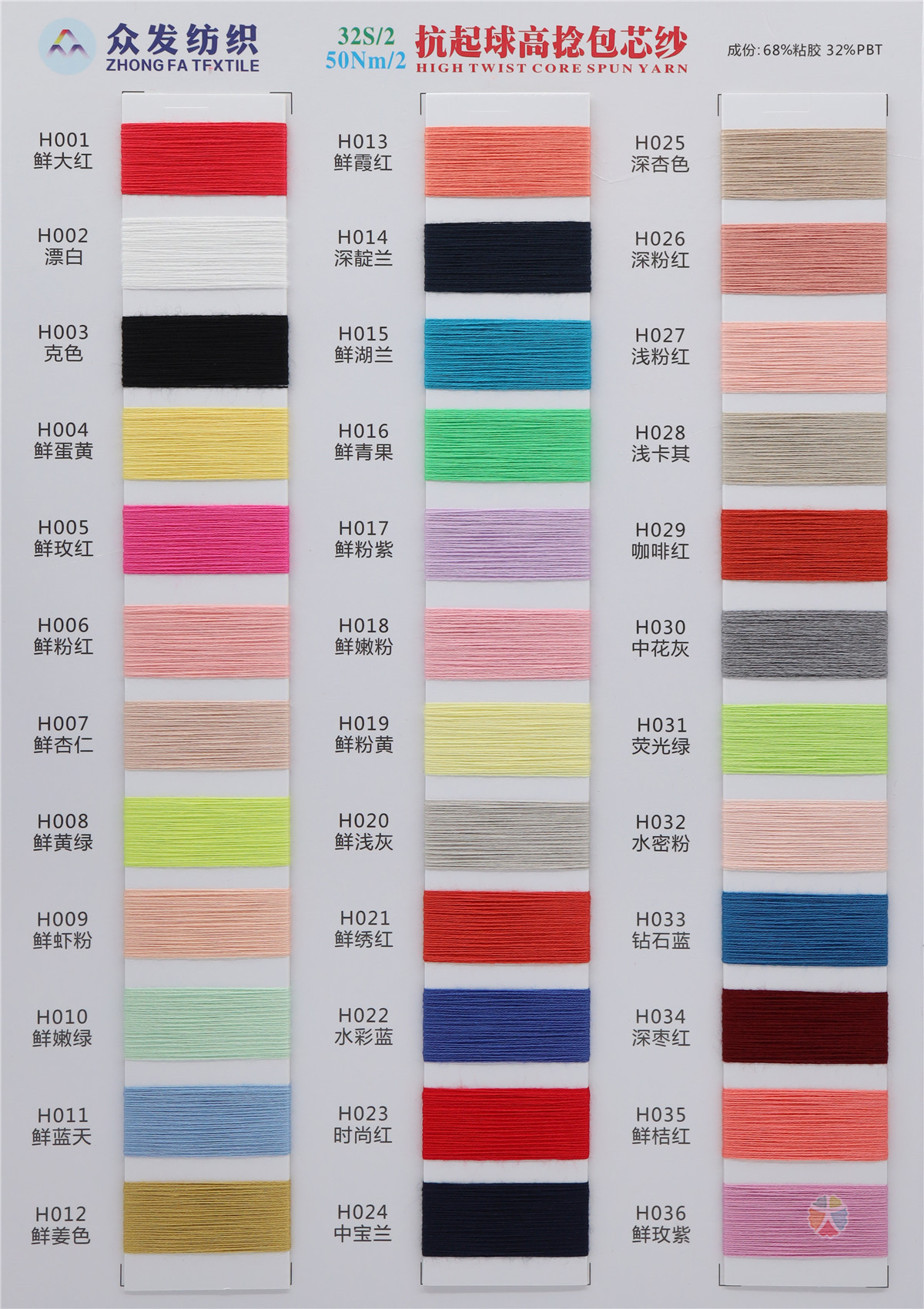 32S/2 50NM/2 抗起球高捻包芯纱