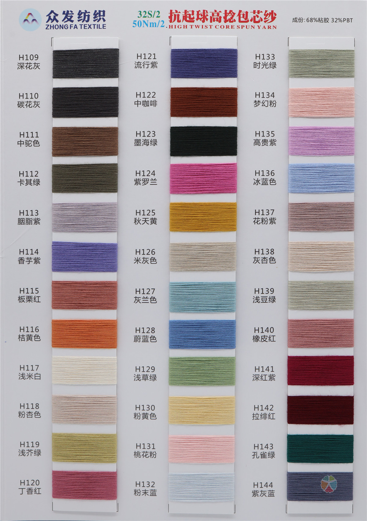 32S/2 50NM/2 抗起球高捻包芯纱
