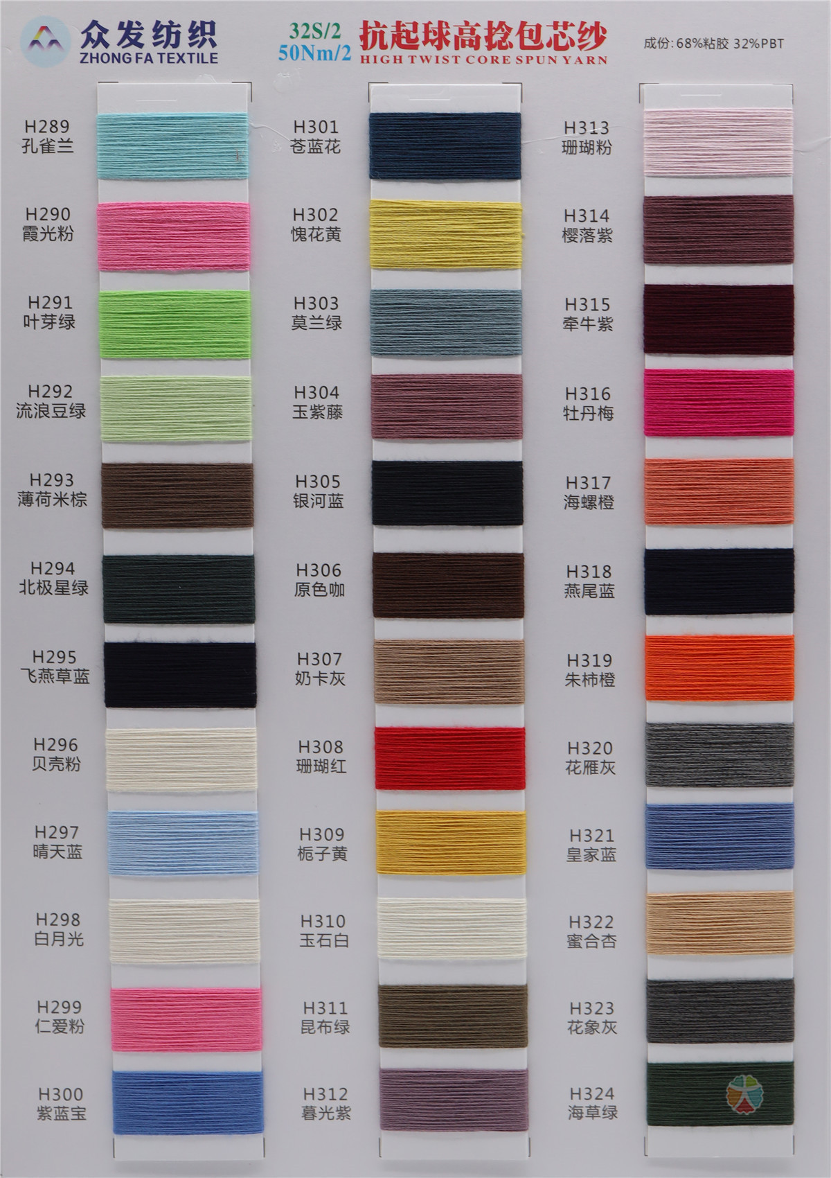 32S/2 50NM/2 抗起球高捻包芯纱