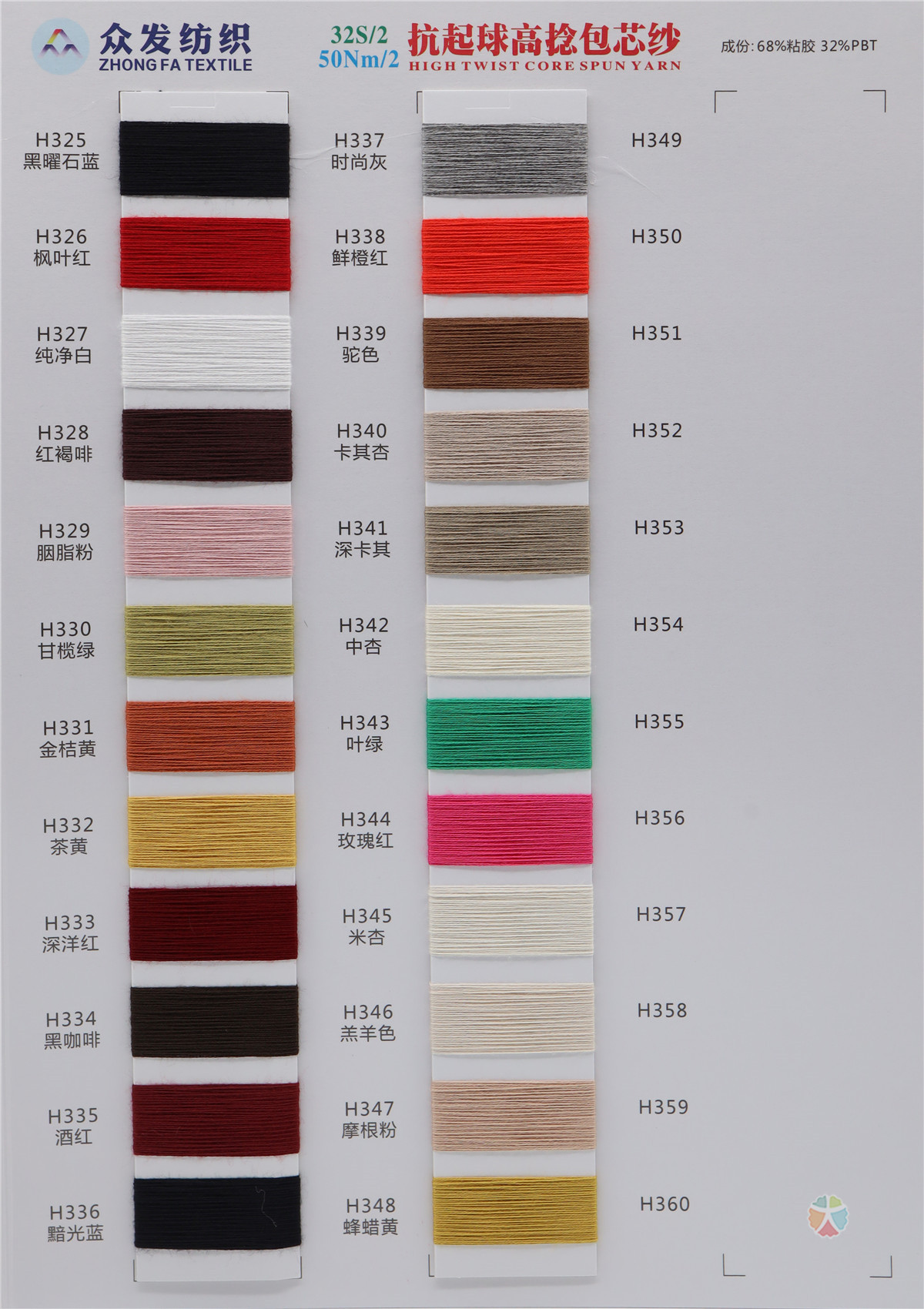 32S/2 50NM/2 抗起球高捻包芯纱