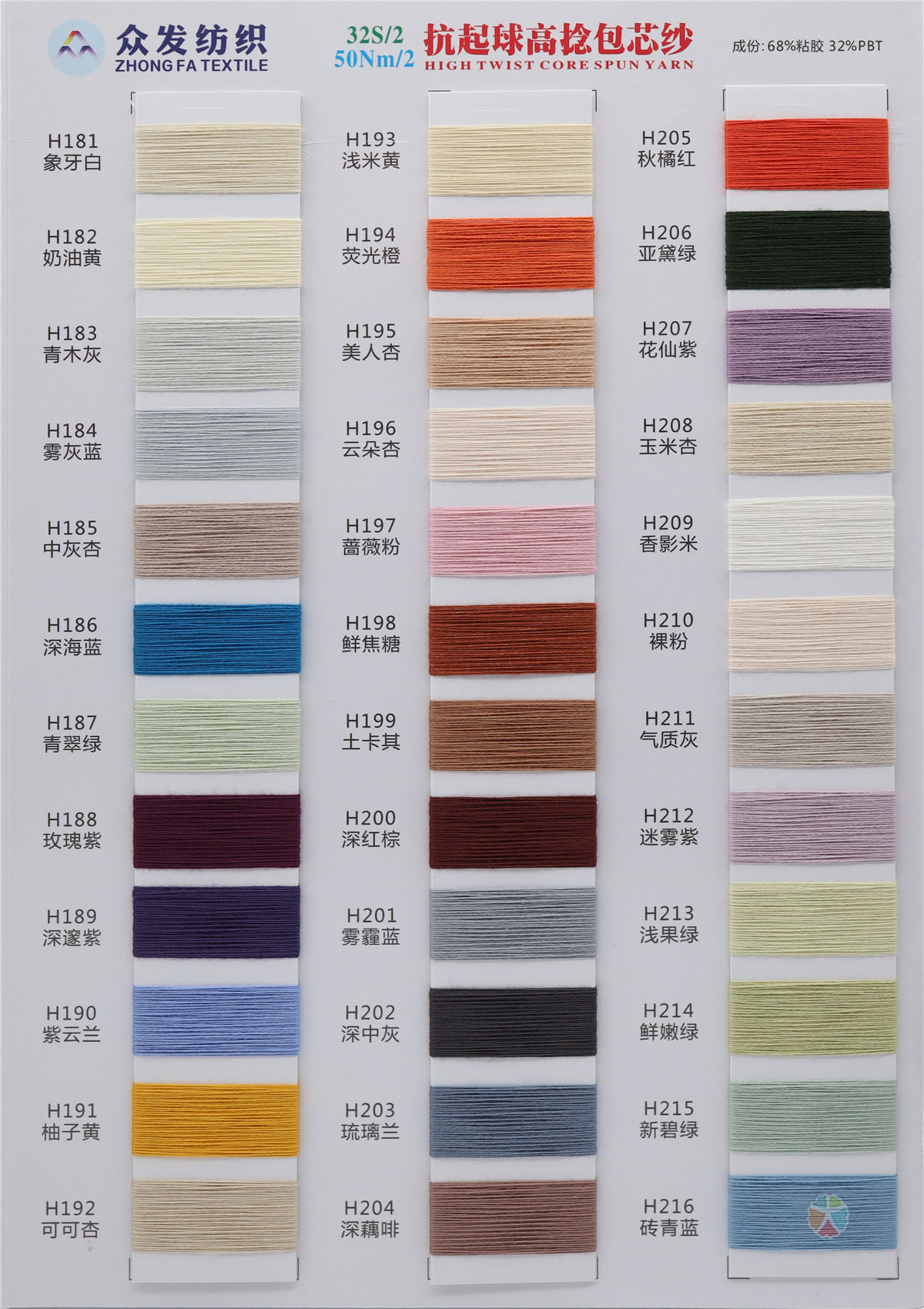 32S/2 50NM/2 抗起球高捻包芯纱