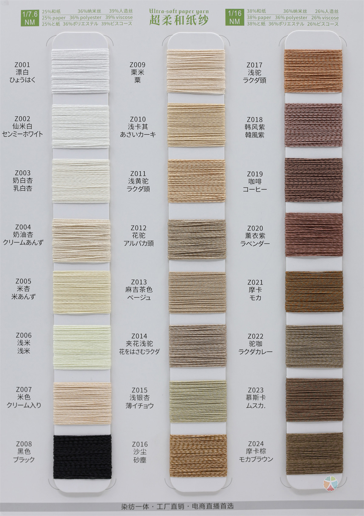 7.6NM/1 16NM/1 超柔和纸纱