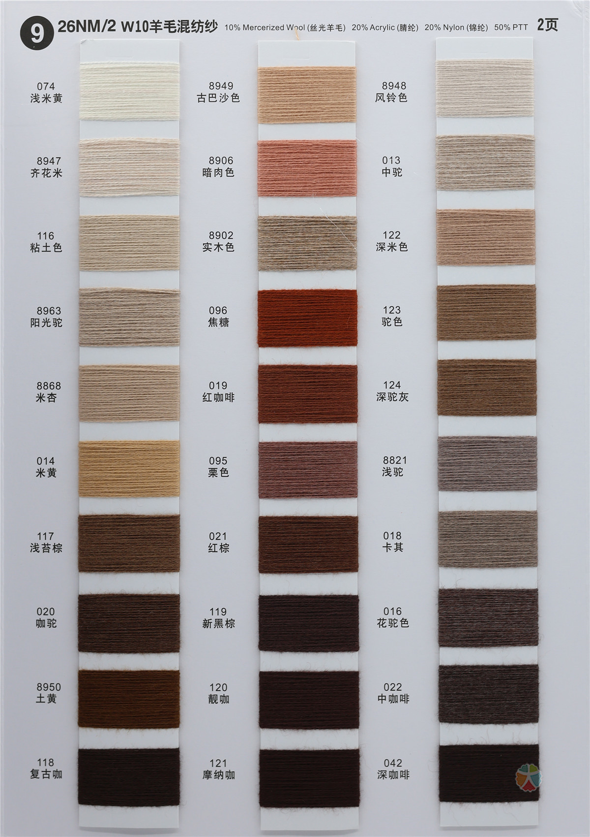9）26NM/2 W10羊毛混纺纱