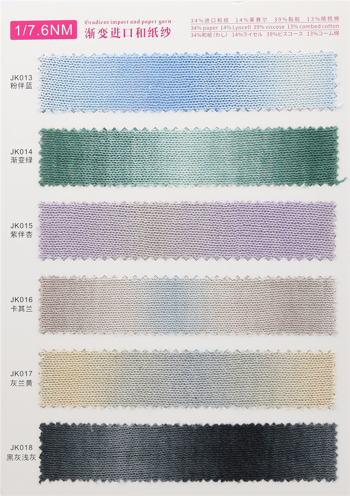 1/7.6NM 渐变进口和纸纱