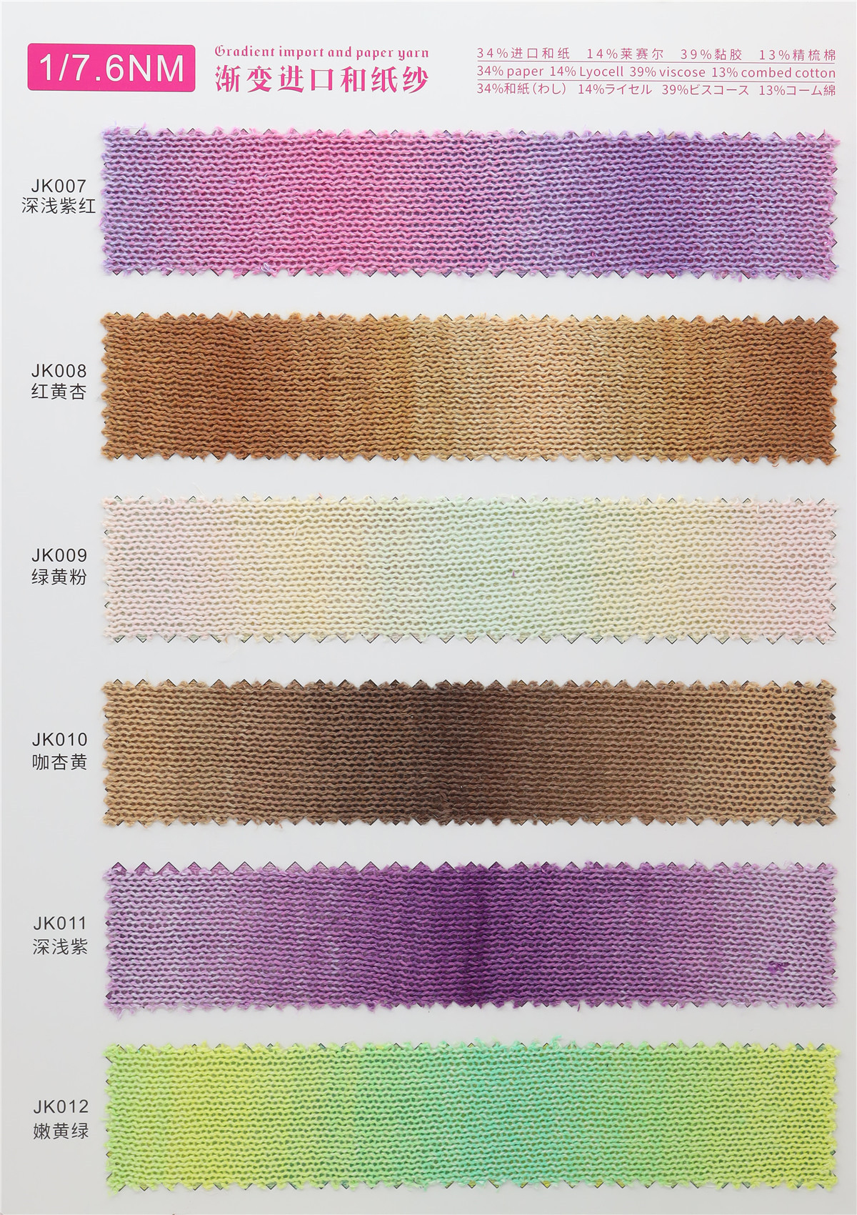1/7.6NM 渐变进口和纸纱