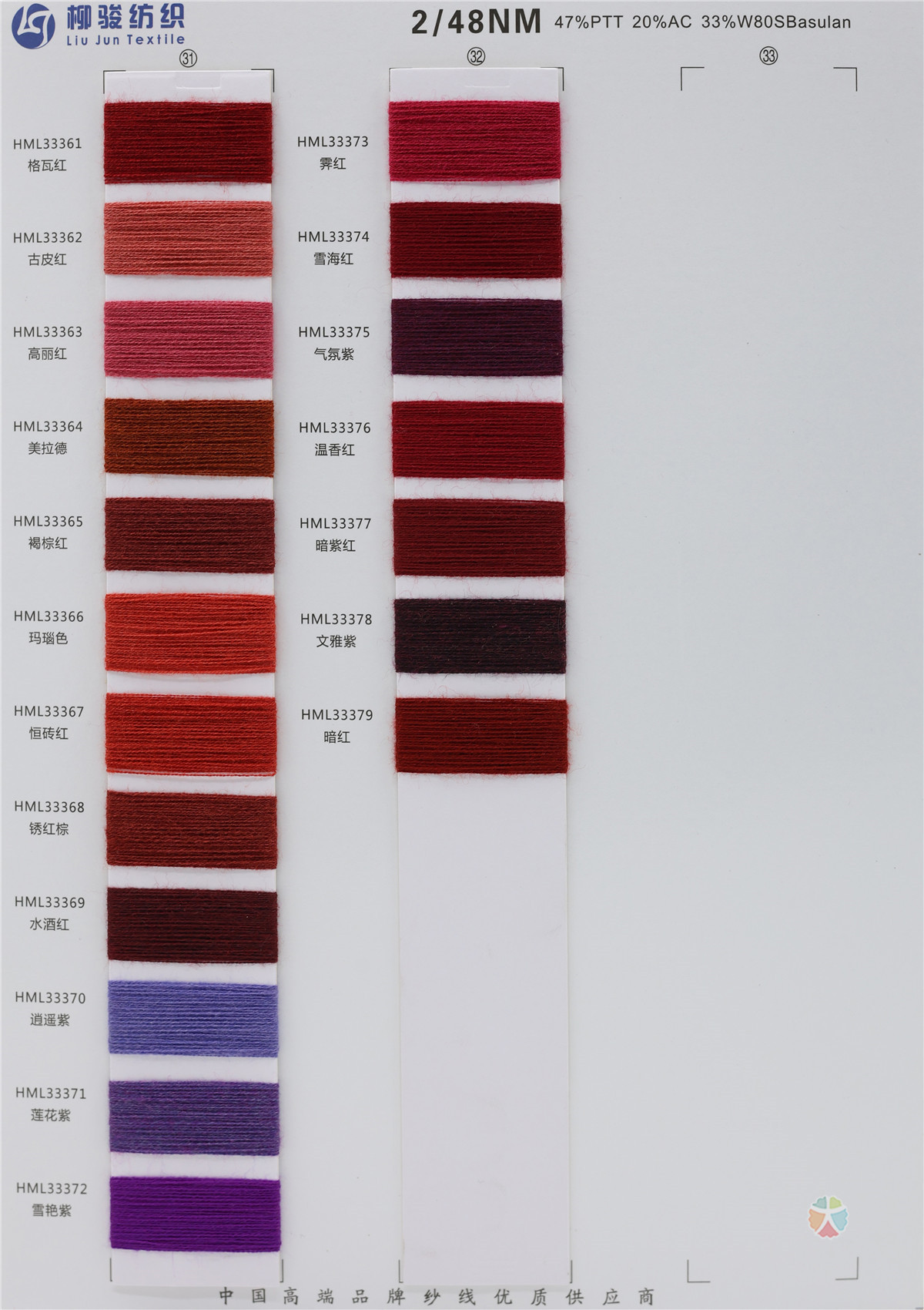 2/48NM 33羊毛混纺纱