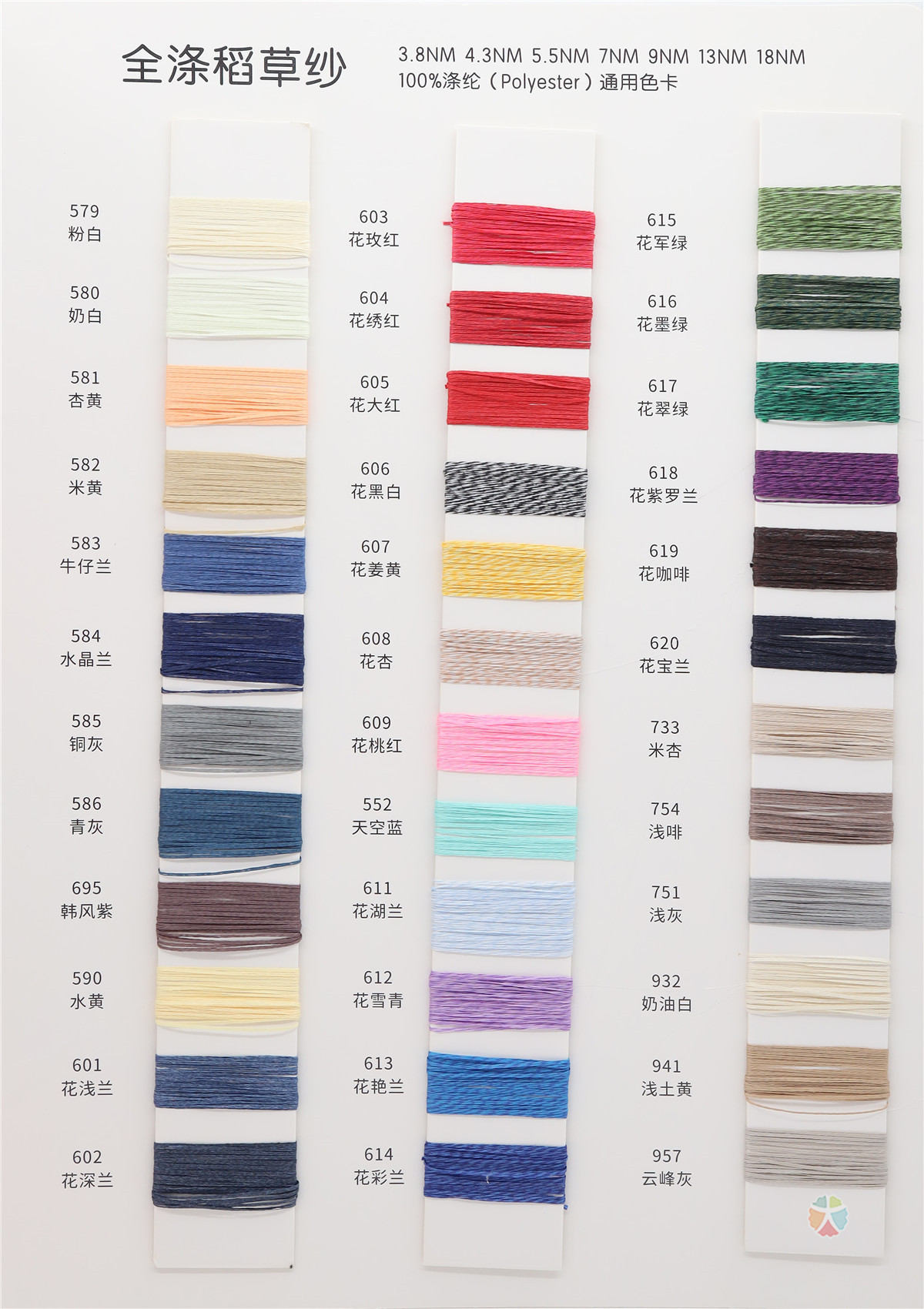3.8NM 4.3NM 5.5NM 7NM 9NM 13NM 18NM 全涤稻草纱
