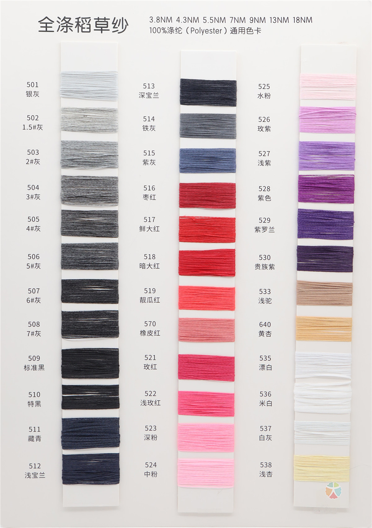 3.8NM 4.3NM 5.5NM 7NM 9NM 13NM 18NM 全涤稻草纱