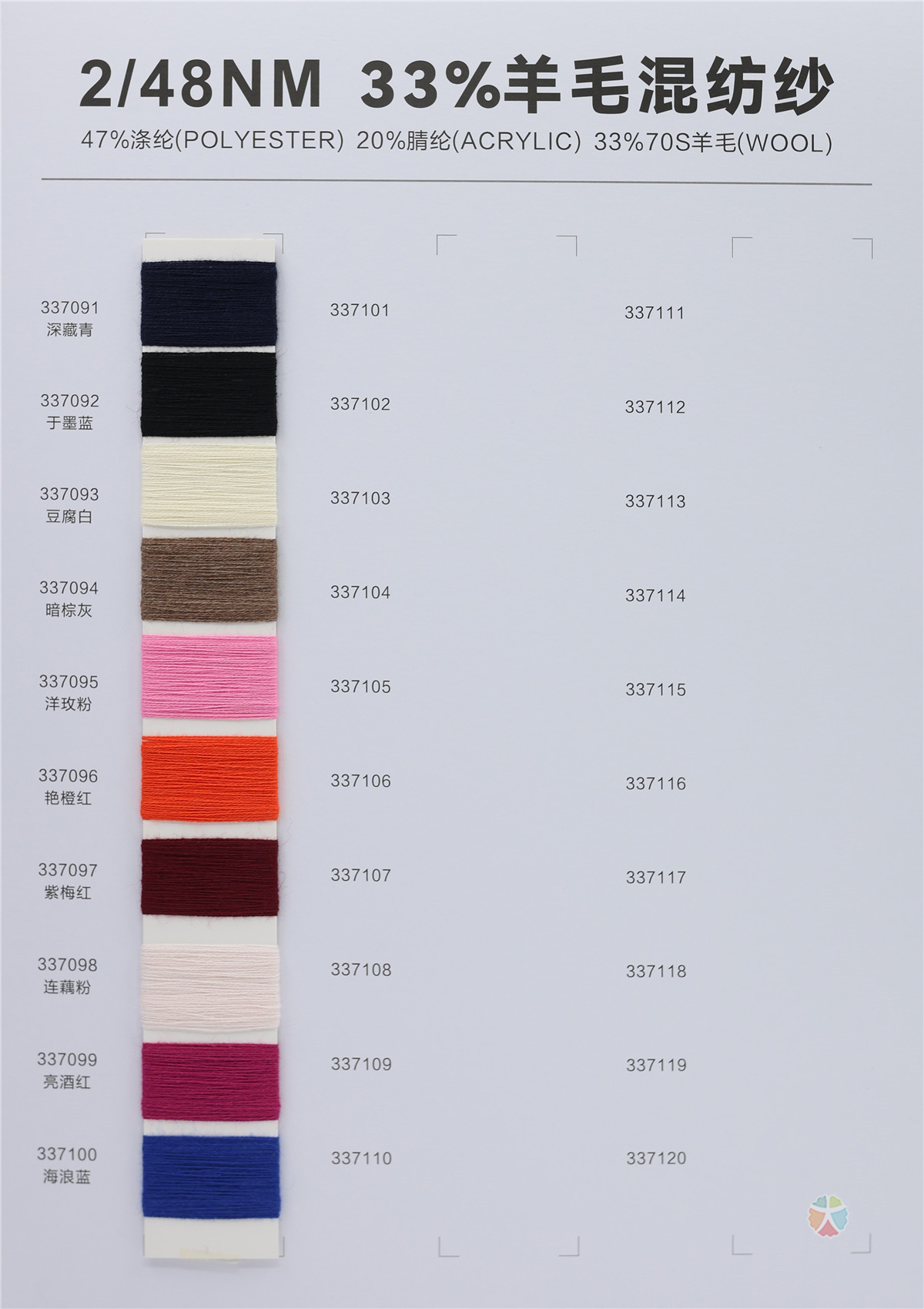 2/48NM 33羊毛混纺纱