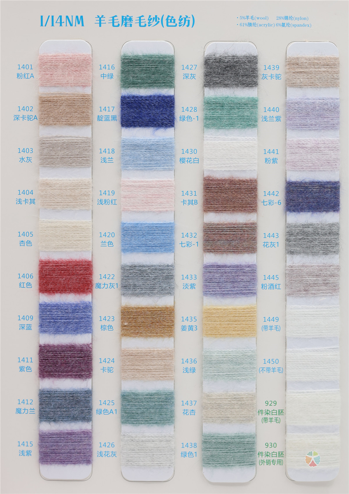 1/14NM 羊毛磨毛纱（染色）