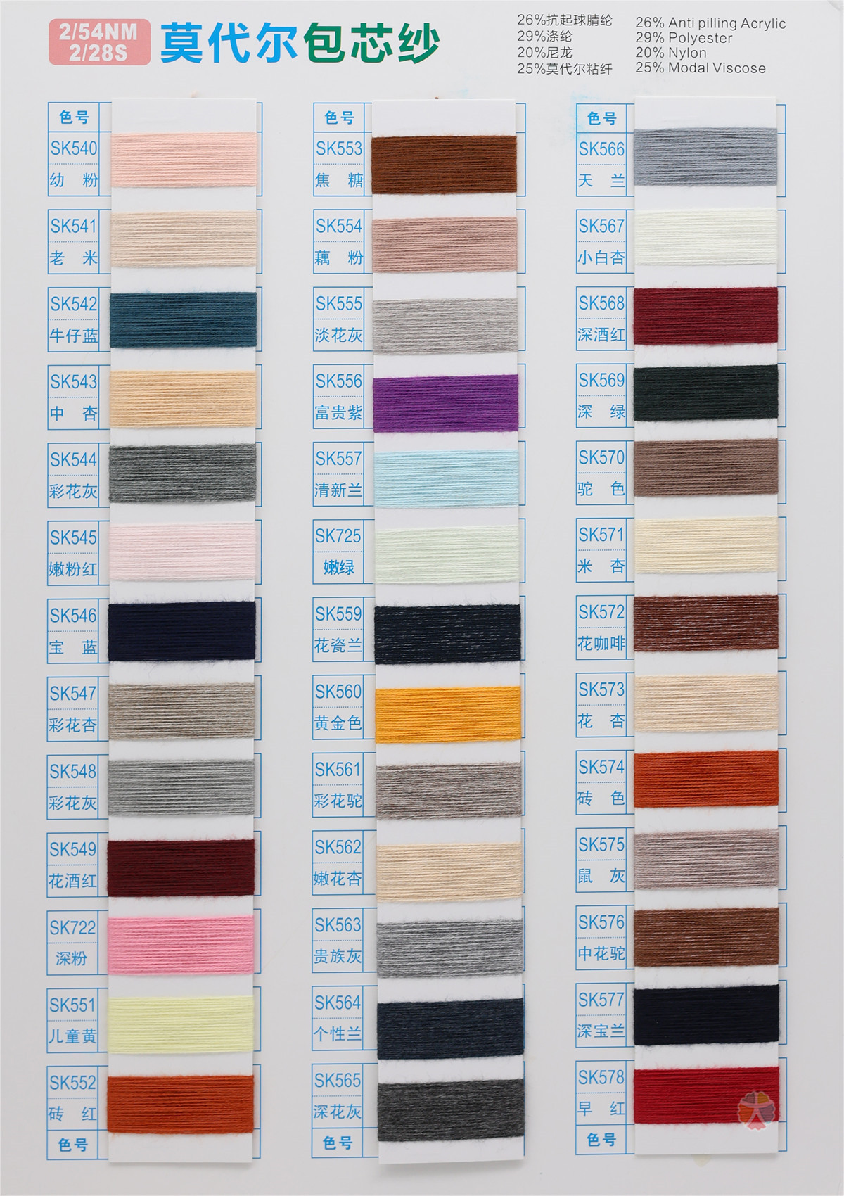 2/54NM 2/28S莫代尔包芯纱