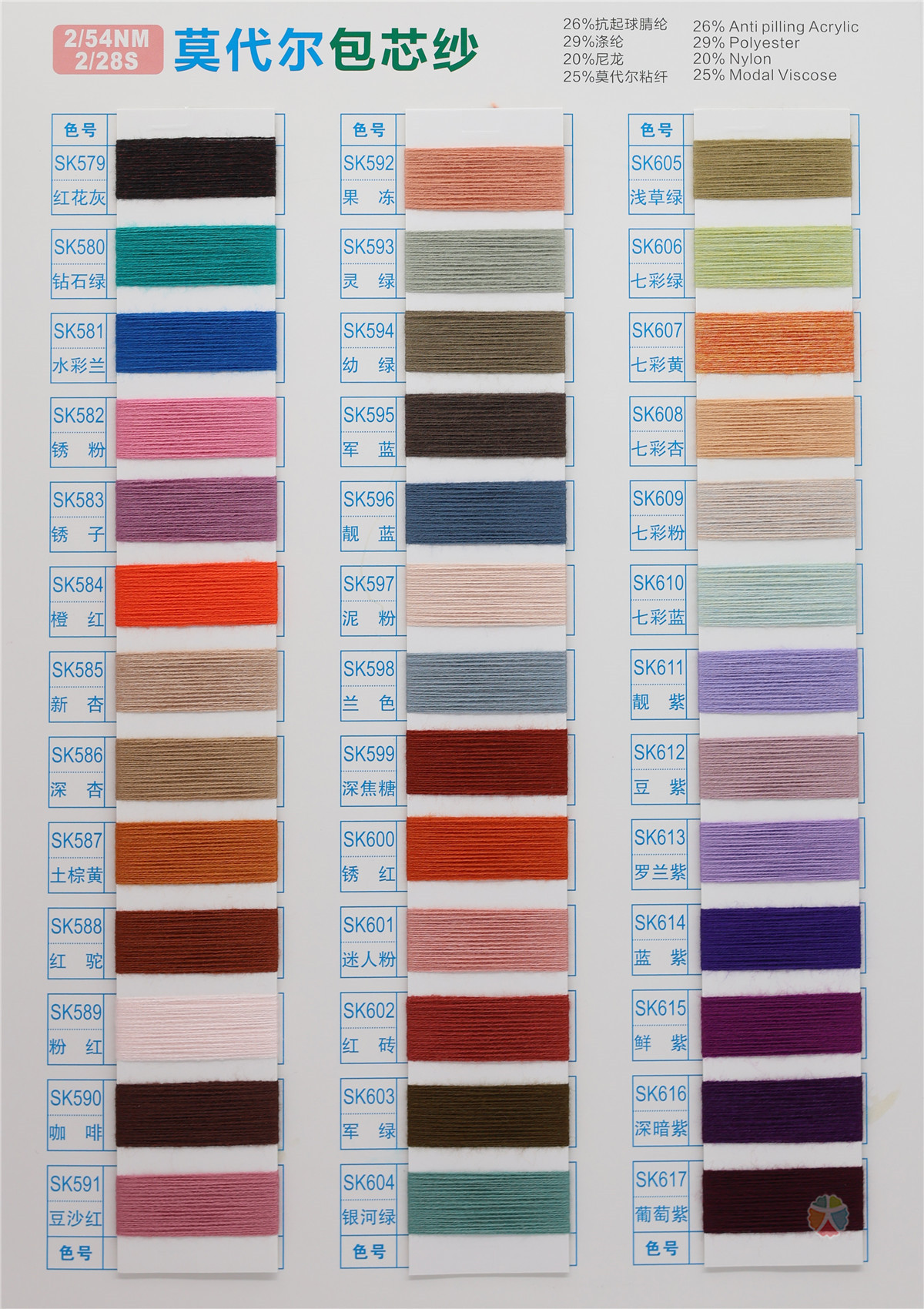 2/54NM 2/28S莫代尔包芯纱