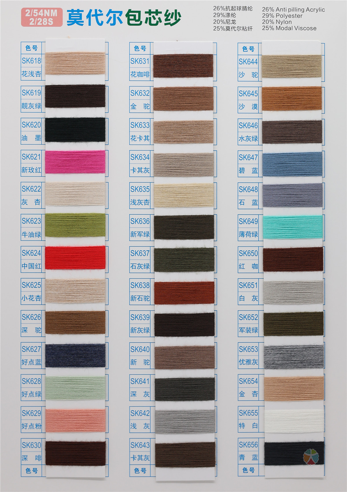 2/54NM 2/28S莫代尔包芯纱