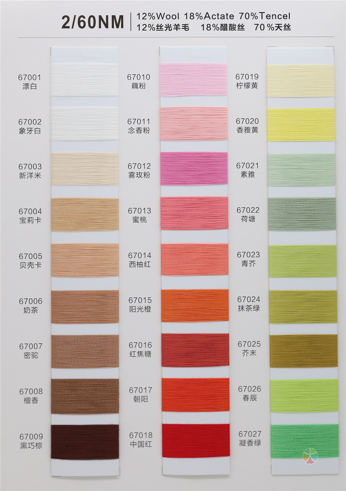 2/60NM 12%丝光羊毛 18%醋酸丝 70%天丝