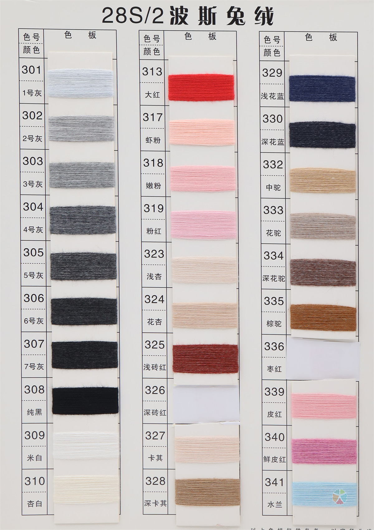 28S/2波斯兔绒（色纺包芯纱）