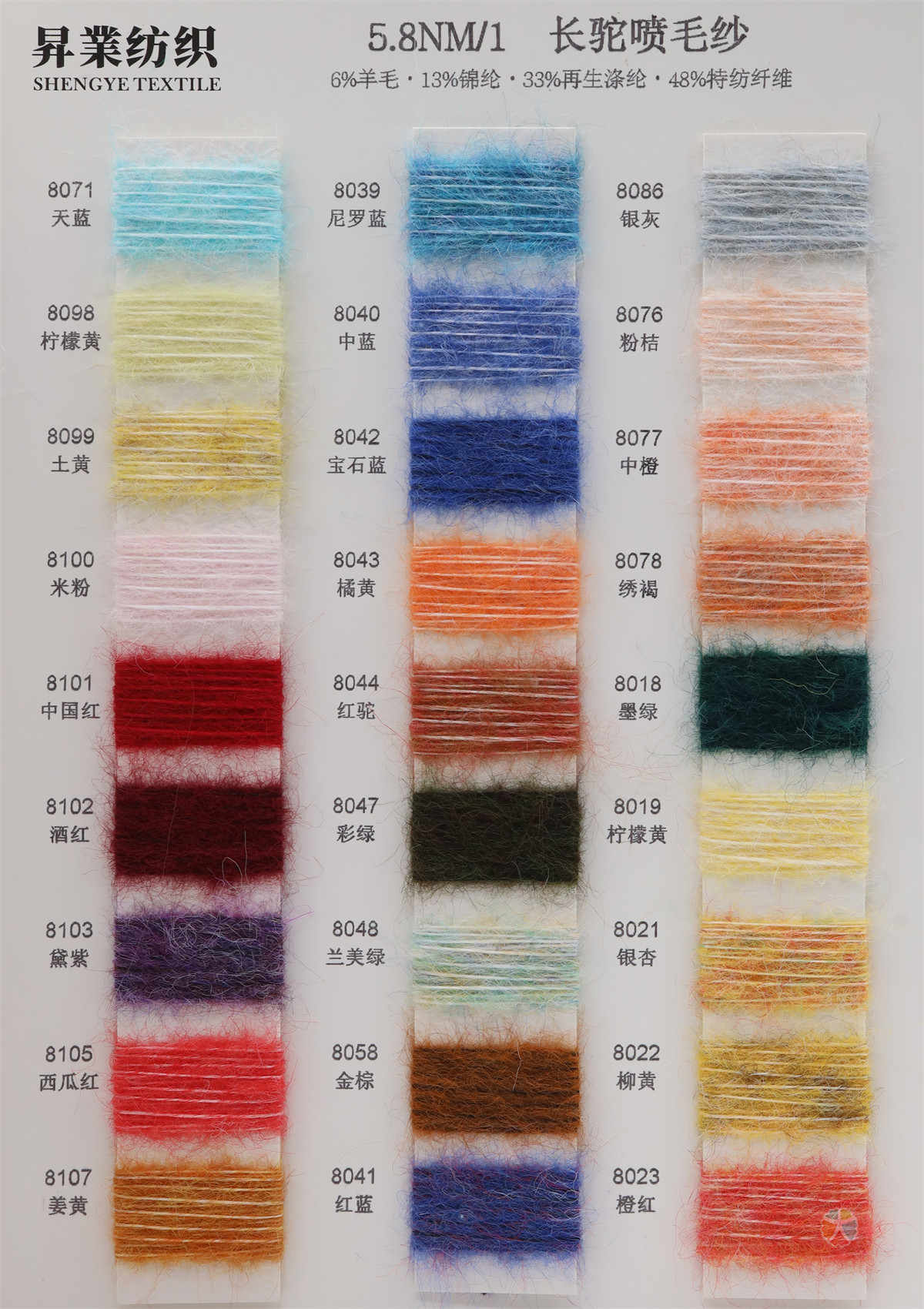 5.8NM/1 长驼喷毛纱