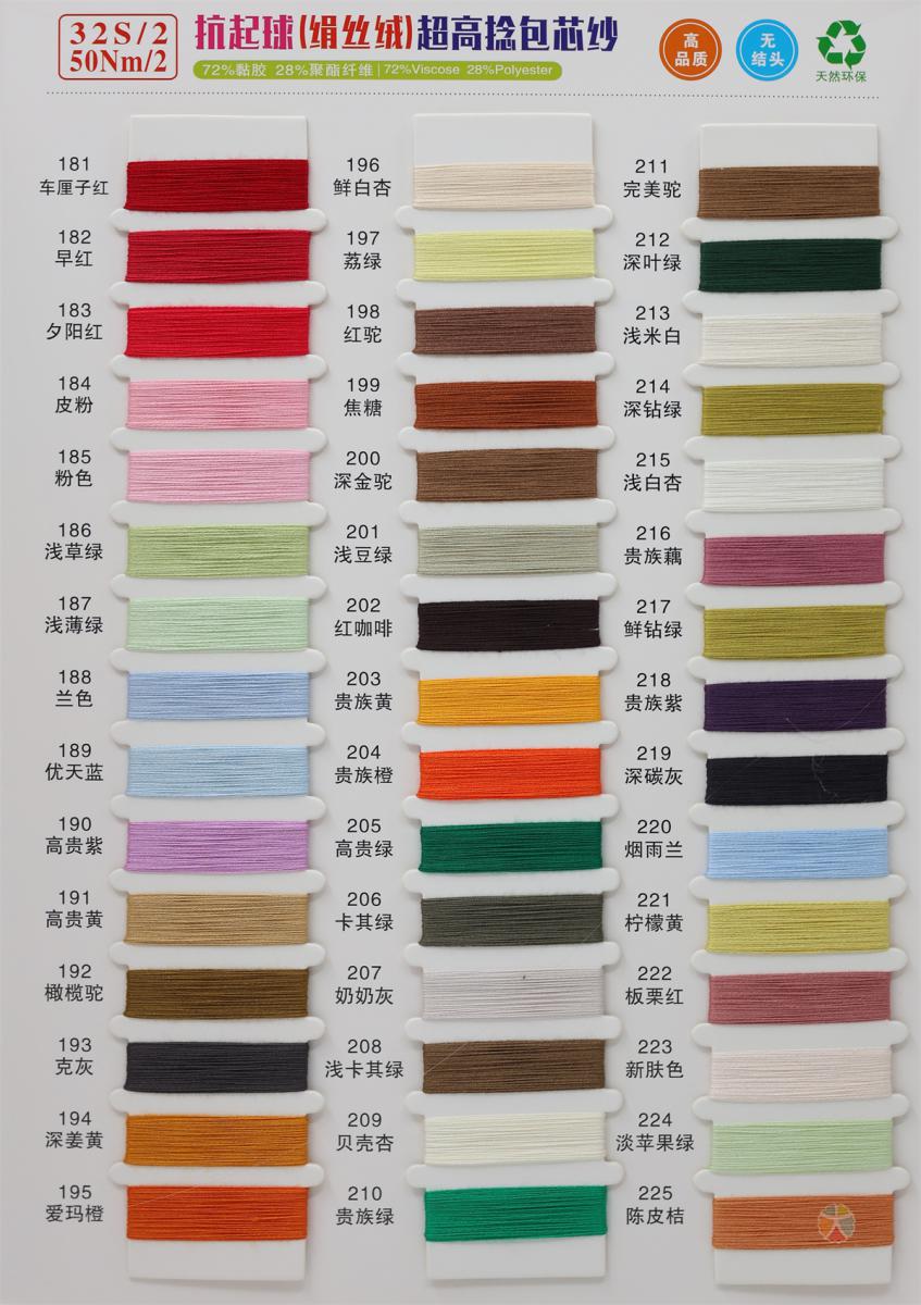 32S/2 50NM/2 抗起球绢丝绒超高捻包芯纱