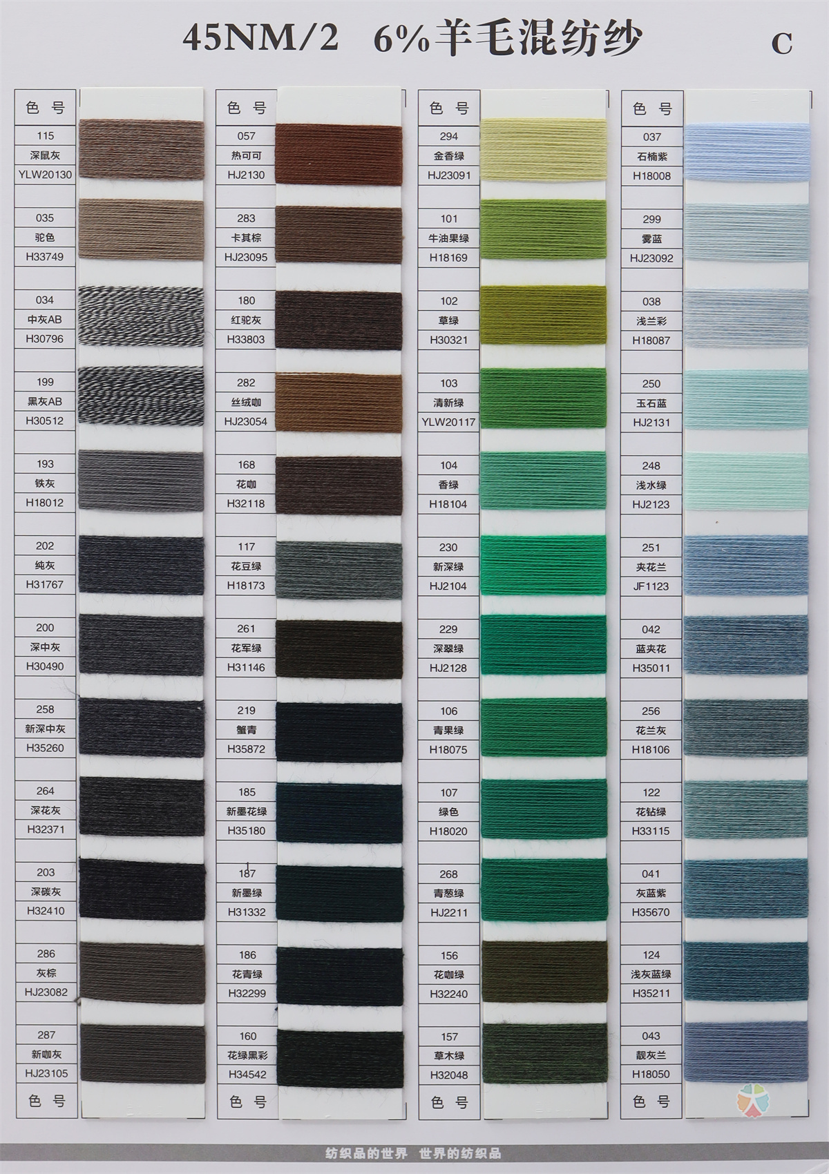 45NM/2 6%羊毛混纺纱