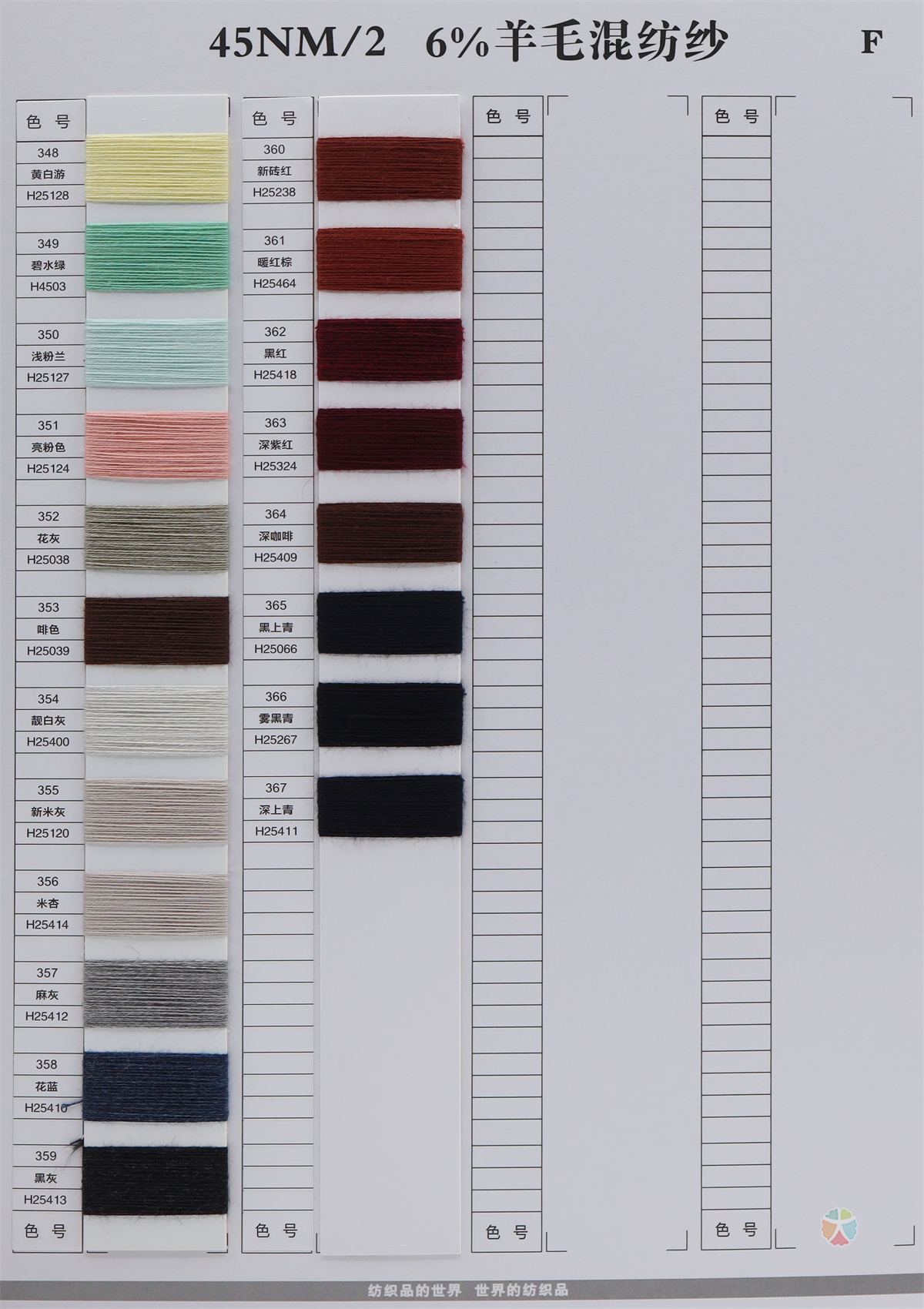 45NM/2 6%羊毛混纺纱