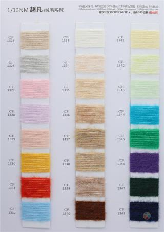 1/13NM 6%Mercerized wool 10%Nylon 35%Acrylic 29%Recycled polyester 15%Polyester 5%Spandex