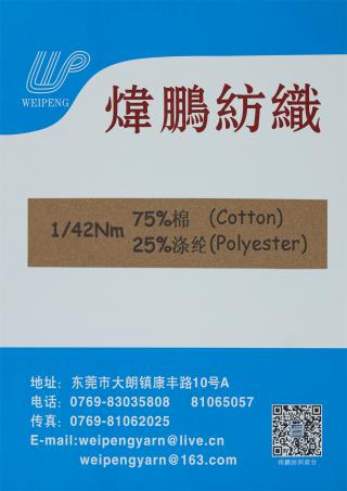 1/42NM 75%棉 25%涤纶