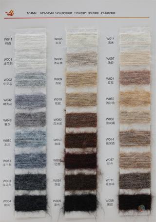 1/14NM 68%Acrylic 12%Polyester 11%Nylon 6%Wool 3%Spandex