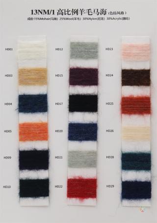 13NM/1 高比例羊毛马海(色纺风格)