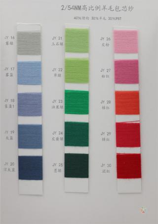 2/54NM 高比例羊毛包芯纱