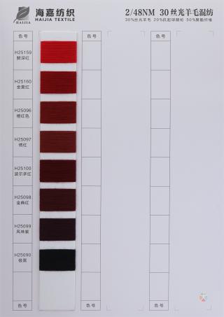 2/48NM 30丝光羊毛混纺