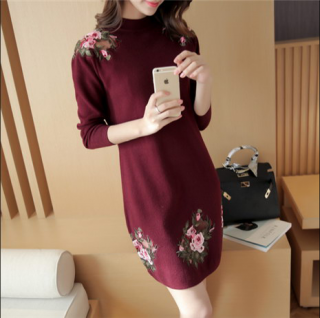 12针中长款打底长袖针织衫