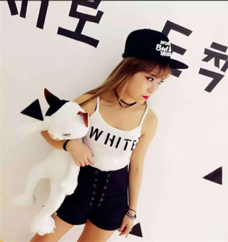 韩版刺绣字母针织吊带背心