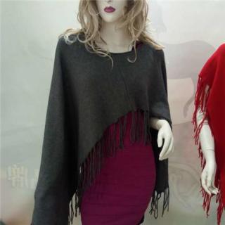 纯羊绒 秋冬新款开衫英伦风流苏披肩毛衣