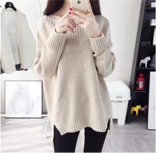 春款宽松圆领学生针织衫