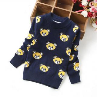 男女童装秋冬新款双层提花保暖套头毛衣