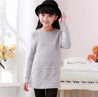 承接各类毛衣订单 春款儿童韩版立体花纹修身时尚长款毛衣羊绒衫
